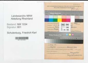 Entnazifizierung Friedrich Karl Von Der Schulenburg , geb. 00.00.0000 (Rittmeister)