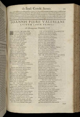 Ioannis Pierii Valeriani Lusuum Liber Primus [...]