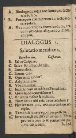 Dialogus 2. Salutatio meridiana.