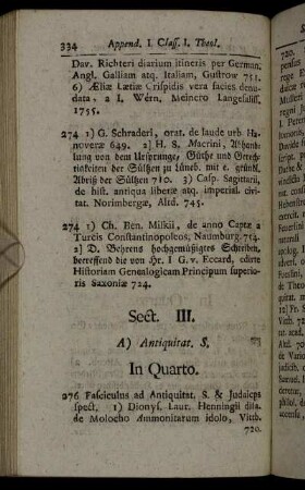 Sect. III. A) Antiquitat. S. - E) De re numismatica etc.