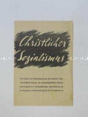 Programmatische Schrift der CDU für "christlichen Sozialismus"
