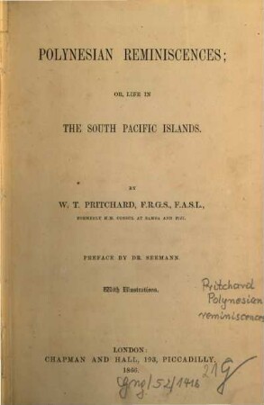 Polynesian Reminiscences or life in the South Pacific Islands