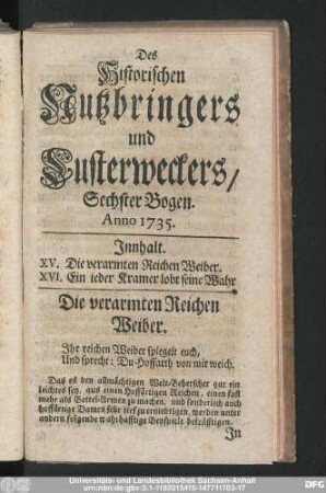 Die verarmten Reichen Weiber.