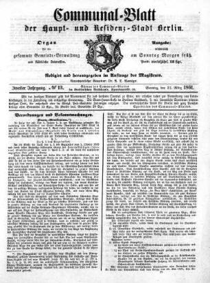 1861,13: No. 13, 31. März 1861