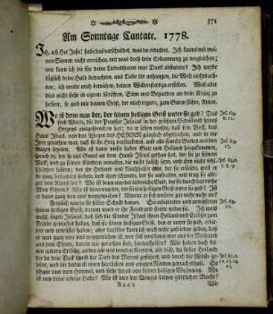 Am Sonntage Cantate. 1778. - Am Sonntage Regate. 1778.