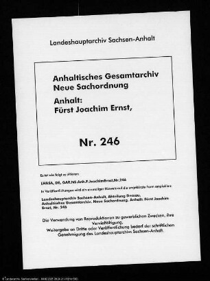 Joachim Ernst an Röder Oswald