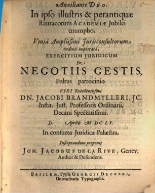 Exercitium iur. de negotiis gestis