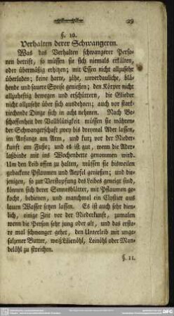 §. 10. Verhalten derer Schwangeren