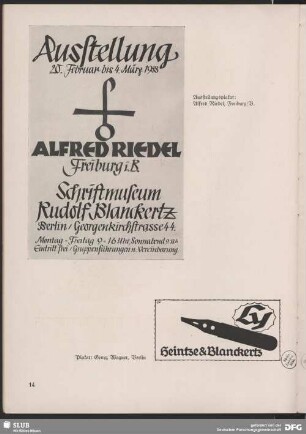 Ausstellung "Alfred Riedel Schriftmuseum Rudolf Blanckertz"
