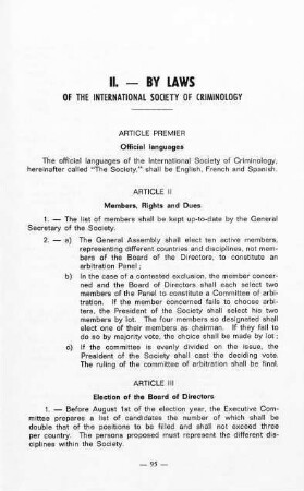 95-102, By-Laws of the International Society of Criminology