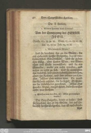 Die II Lection. Von der Creutzigung des Herrn Jesu.