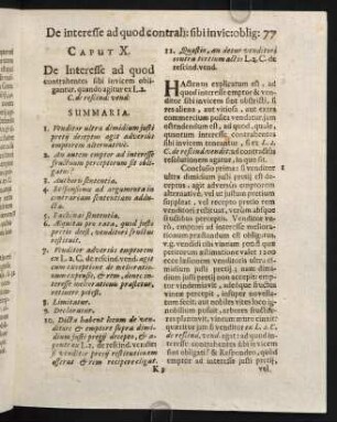 77-81, Caput X. De Interesse ad quod contrahentes sibi invicem obligantur, quando agitur es L.2.