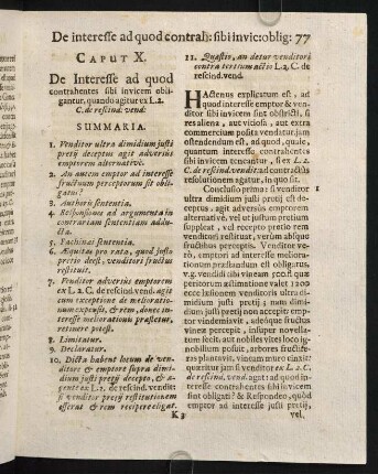 77-81, Caput X. De Interesse ad quod contrahentes sibi invicem obligantur, quando agitur es L.2.