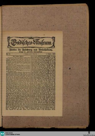 Badische Landes-Zeitung, Badisches Museum, Nr. 79