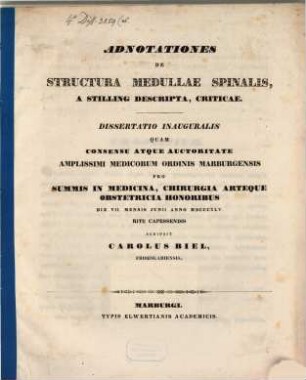 Adnotationes de structura medullae spinalis, a Stilling descripta, criticae