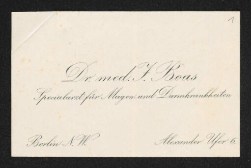 Brief von Ismar Boas an Gerhart Hauptmann