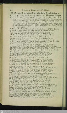 II. Verzeichniß der evangelisch-lutherischen Candidaten der Theologie und des Predigtamtes im Königreiche Sachsen