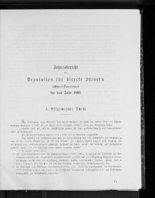 Jahresbericht der Deputation für directe Steuern (Steuer-Deputation) für das Jahr 1891.
