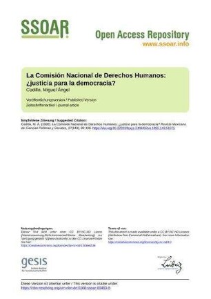 La Comisión Nacional de Derechos Humanos: ¿justicia para la democracia?