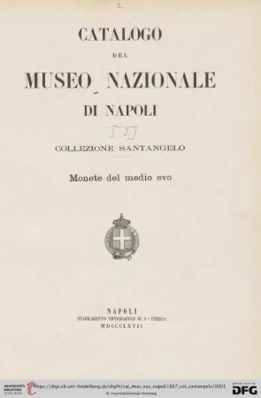 Catalogo del Museo Nazionale di Napoli: Collezione Santangelo : monete del medio evo