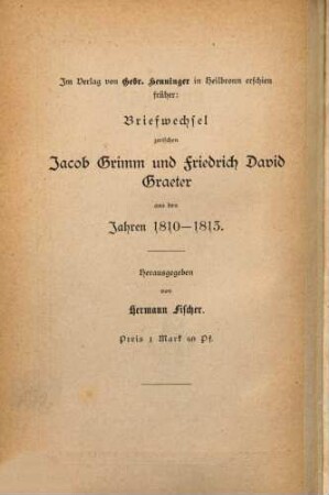 Freundesbriefe von Wilhelm und Jacob Grimm