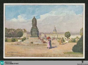 Karlsruhe Schlossplatz Schloss mit Carl-Friedrich-Denkmal