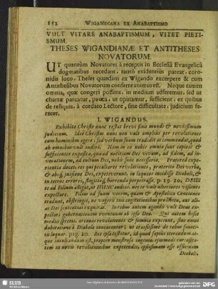 Theses Wigandiae Et Antitheses Novatorum
