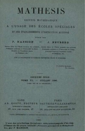 Deuxième. Tome VI. - Juillet 1896.