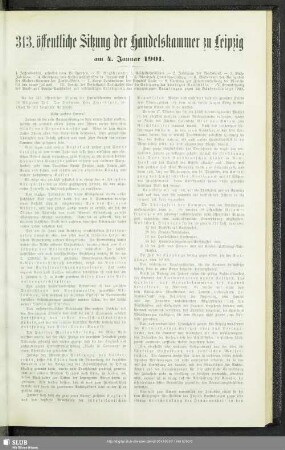 313. öffentliche Sitzung der Handelskammer zu Leipzig am 4. Januar 1901