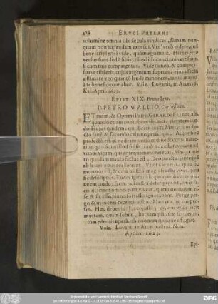 Epist. XIX. Bruxellam. P. Petro Wallio, Cartusiano.