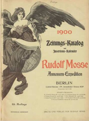 33. Auflage (1900): Zeitungskatalog Rudolf Mosse, Annoncen-Expedition / Annoncen-Expedition Rudolf Mosse
