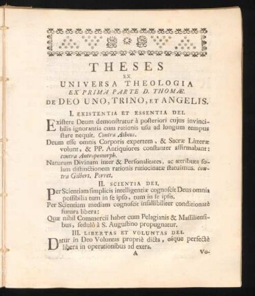 Theses Ex Universa Theologia ...