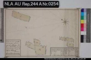 Lage von mehreren vermessenen Grundstücken bei WESTERLOOG in Lintelermarsch Kolorierte Zeichnung von F. W. Magott Papier Format 43,0x27,3 M 1:4.960