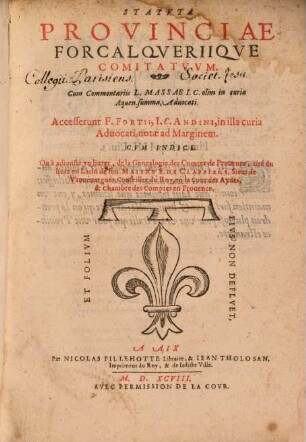Statuta Provinciae Forcalqueriique comitatuum