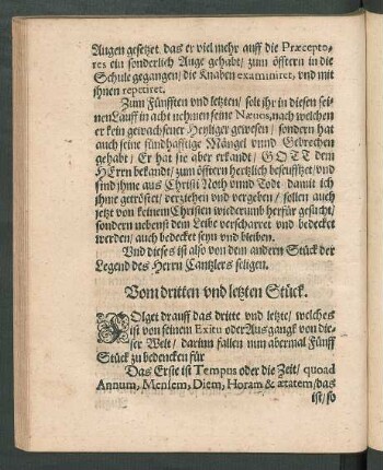 Vom dritten und letzten Stück.