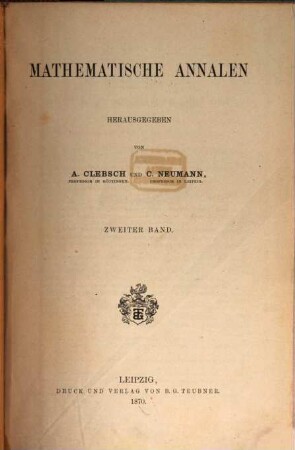 Mathematische Annalen. 2. 1870
