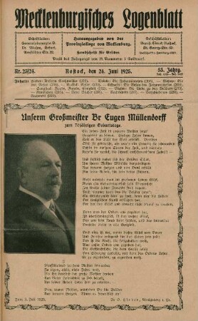 Nr. 23/24. Rostock, den 24. Juni 1925.