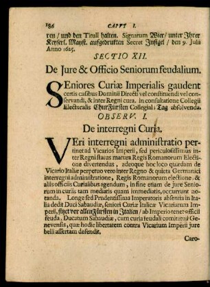 Sectio XII. De Iure & Officio Seniorum feudalium