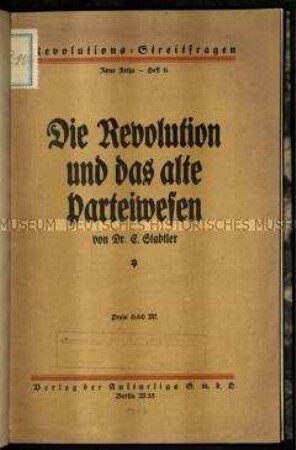 Vortrag von Eduard Stadtler am 12. März 1919 über die Novemberrevolution und das deutsche Parteiensystem