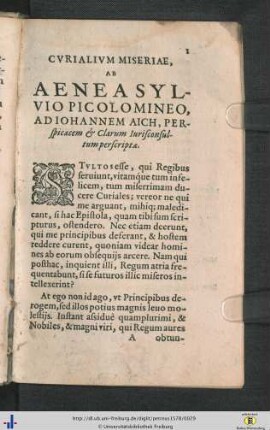 Prior Pars: Vita Aulica.