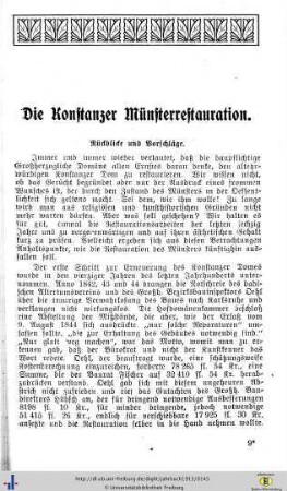 Die Konstanzer Münsterrestauration.