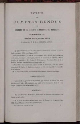 Extraits Des Comptes-Rendus Des Séances De La Société Linnéenne De Bordeaux