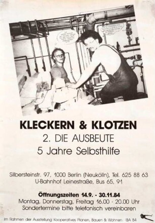 Plakat: Kleckern & Klotzen. 5 Jahre Selbsthilfe"