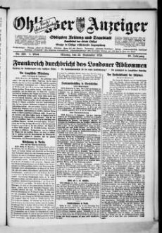 Ohligser Anzeiger : Ohligser Zeitung und Tageblatt ; einzige in Ohligs erscheinende Tageszeitung