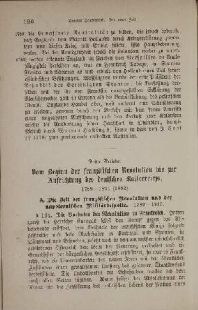 A. Die Zeit der französischen Revolution und der napoleonischen Militärdespotie. 1789 - 1815