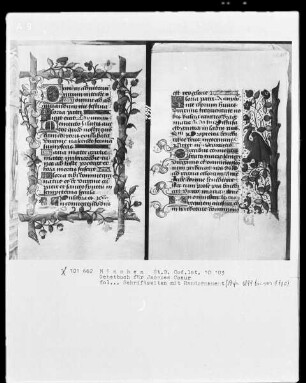 Lateinisches Gebetbuch mit Kalendarium — Schriftseite mit Initialen und Bordüre