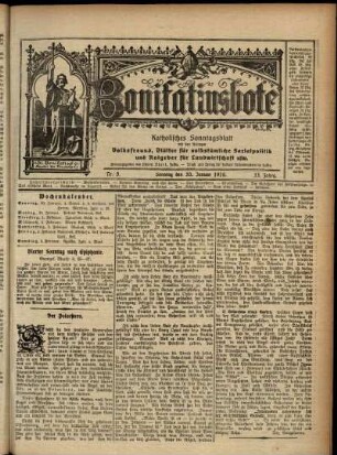 Erste Ausgabe vom Sonntag, den 30. Januar 1916.