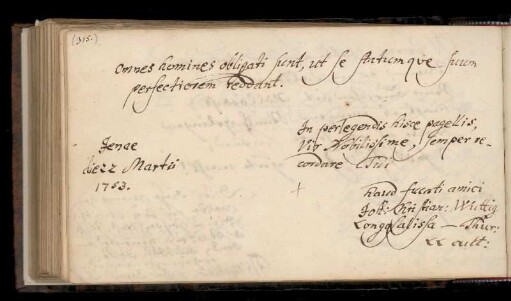 Eintrag (Jena, 22.03.1753) von Joh. Christian Wuttig