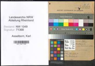 Entnazifizierung Karl Asselborn , geb. 01.04.1887 (Zollbeamter)