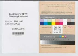 Entnazifizierung Aloys Barten, geb. 08.04.1888 (Wachmann)